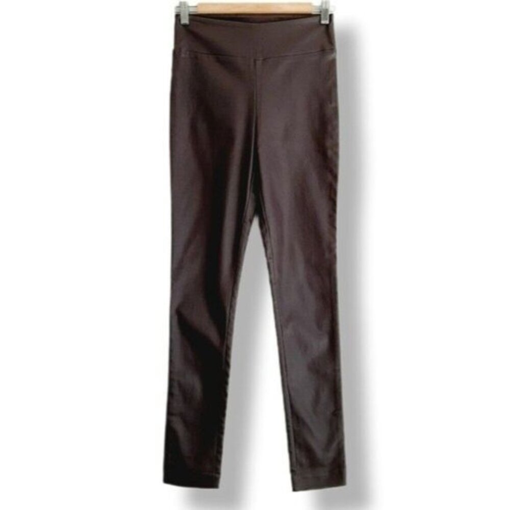 DECJUBA Stevie Wetlook Crop Pant Coated Pull-on Leging Burgundy Brown Sz 6